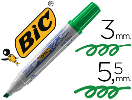 Rotulador pizarra blanca Bic Velleda punta biselada tinta verde